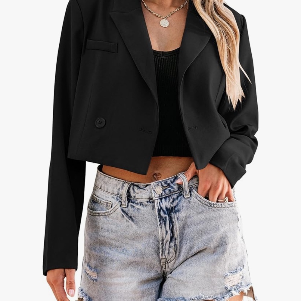 ‼️Elegant Women's Black Double-Breasted Blazer